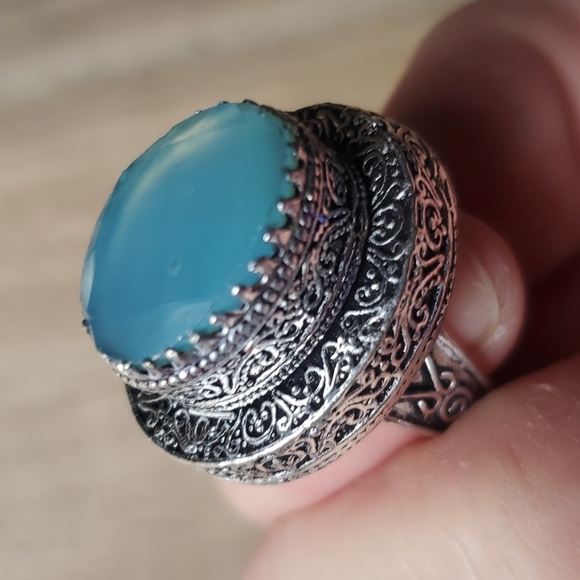 New Huge Faceted Chalcedony 925 Silver Statement Ring. - Picture 12 of 16